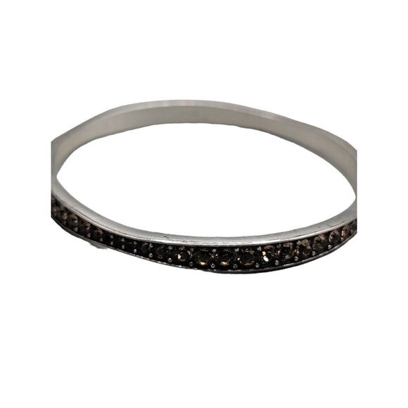 Brighton Orange Crystal Wave Bangle Bracelet Silver Tone 7.5" Vintage - Picture 13 of 13